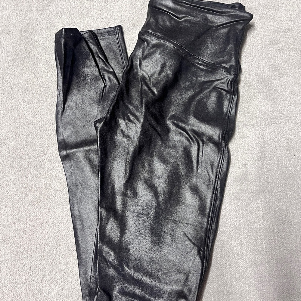 SPANX Black faux leather leggings